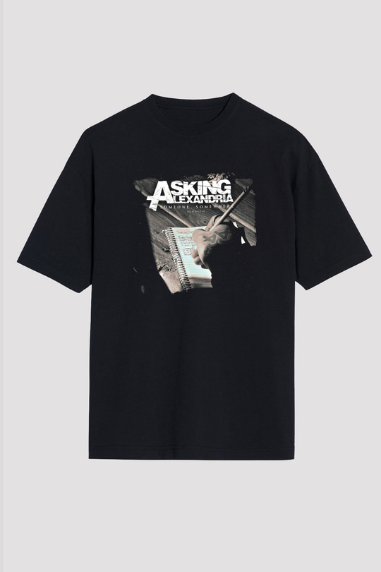 Asking Alexandria Baskılı Unisex Siyah Oversize Tişört