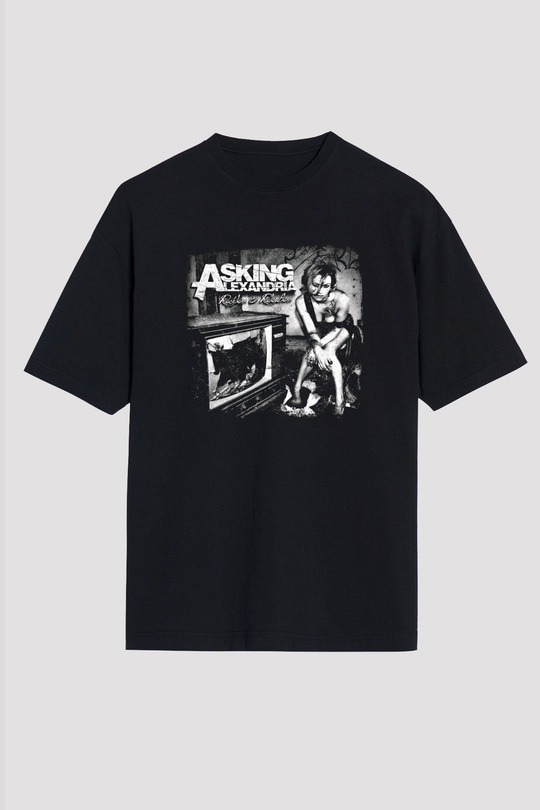 Asking Alexandria Baskılı Unisex Siyah Oversize Tişört