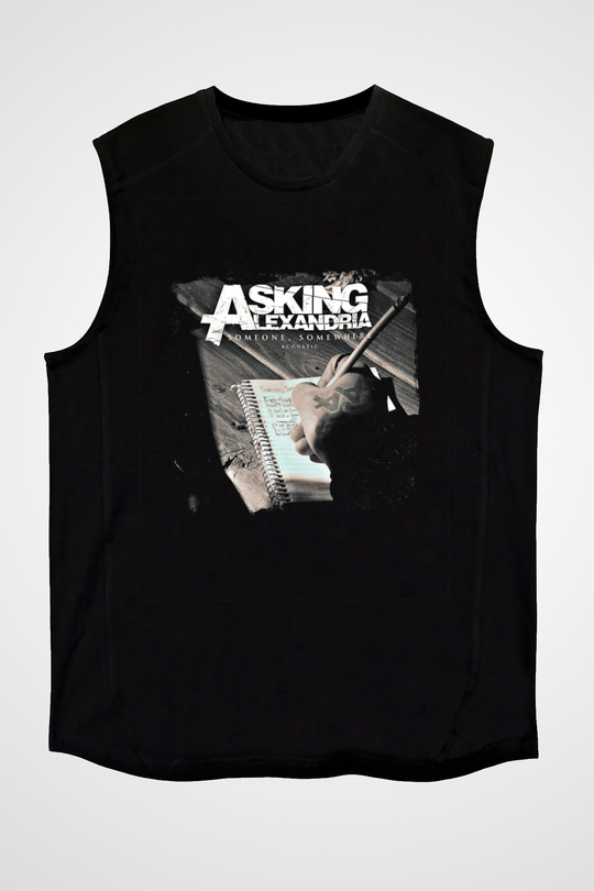 Asking Alexandria Baskılı Unisex Siyah Kolsuz Tişört