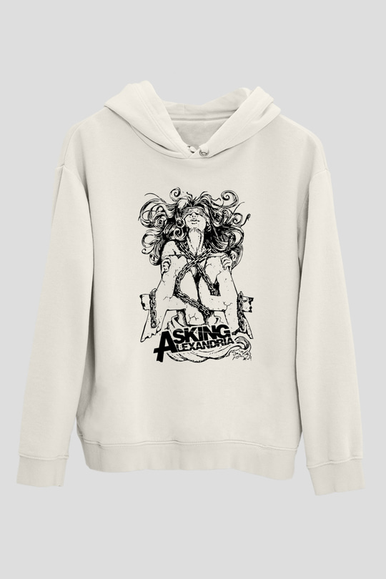 Asking Alexandria Beyaz Unisex Kapüşonlu Sweatshirt