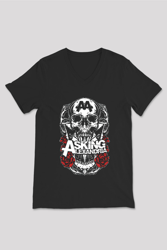 Asking Alexandria Siyah Unisex V Yaka Tişört T-Shirt