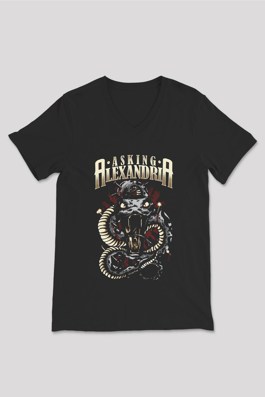 Asking Alexandria Siyah Unisex V Yaka Tişört