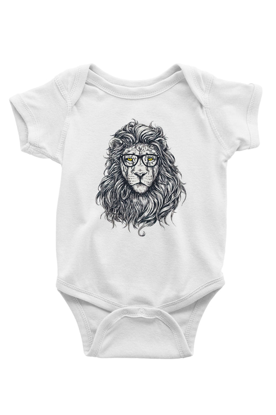 Aslan Baskılı Beyaz Unisex Bebek Body - Zıbın