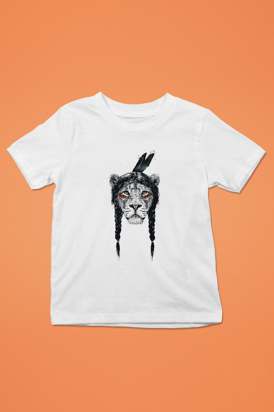 Aslan Baskılı Beyaz Unisex Çocuk Tişört