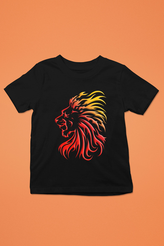 Aslan Baskılı Siyah Unisex Çocuk Tişört