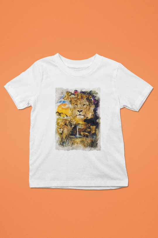 Aslan Beyaz Unisex Çocuk Tişört