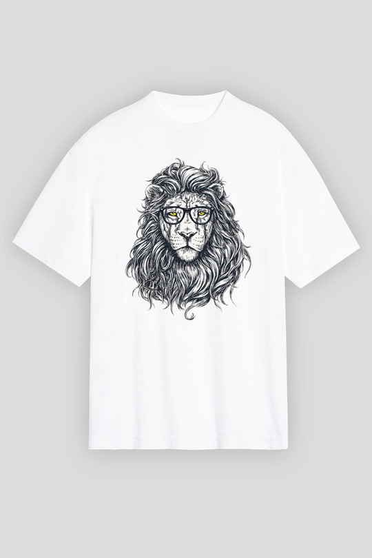 Aslan Beyaz Unisex Oversize Tişört T-Shirt