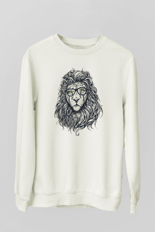 Aslan Beyaz Unisex Sweatshirt