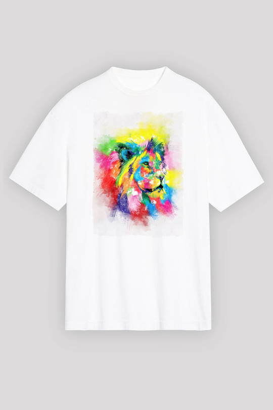 Aslan Beyaz Unisex Tişört T-Shirt - TişörtFabrikası