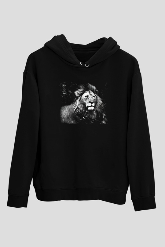 Aslan Siyah Unisex Hoodie
