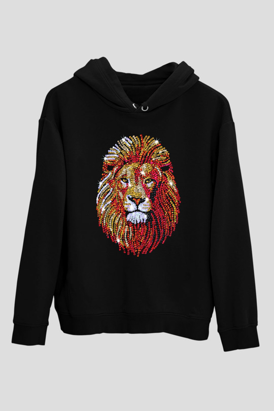 Aslan Siyah Unisex Hoodie