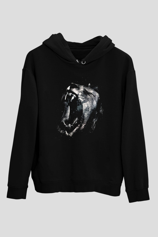 Aslan Siyah Unisex Hoodie