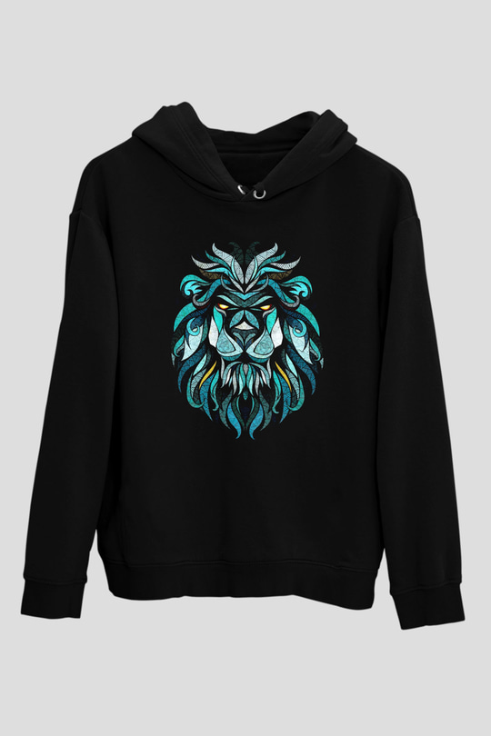 Aslan Siyah Unisex Hoodie