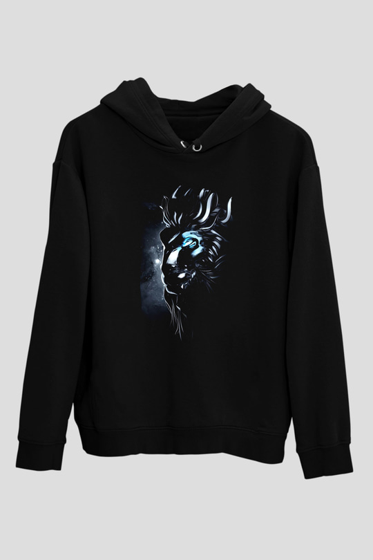 Aslan Siyah Unisex Kapüşonlu Sweatshirt
