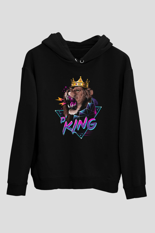 Aslan Siyah Unisex Kapüşonlu Sweatshirt