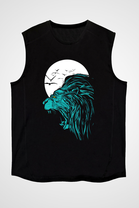 Aslan Siyah Unisex Kolsuz Tişört