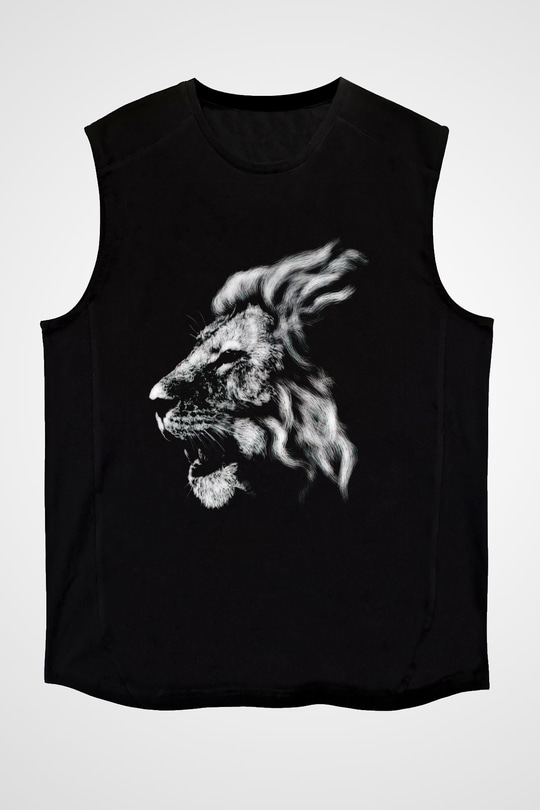 Aslan Siyah Unisex Kolsuz Tişört