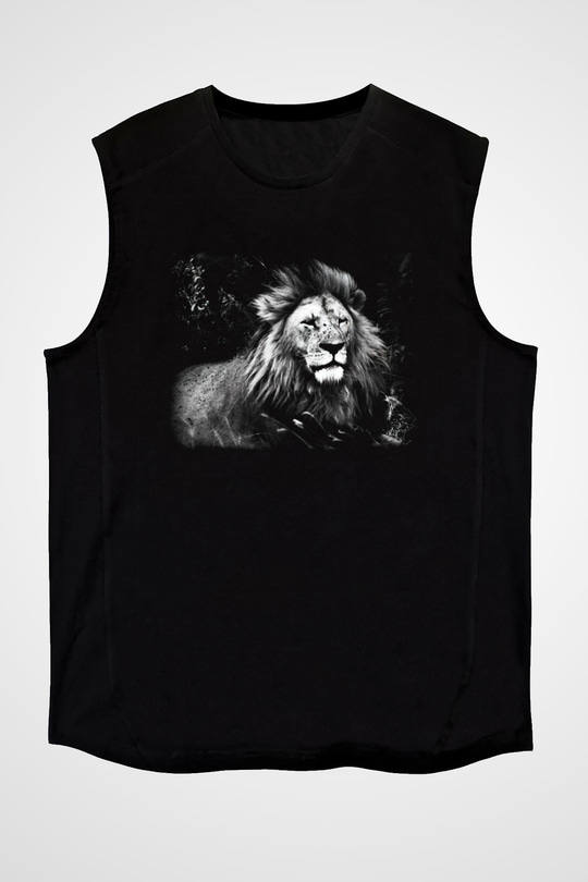 Aslan Siyah Unisex Kolsuz Tişört