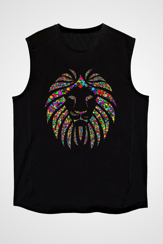 Aslan Siyah Unisex Kolsuz Tişört