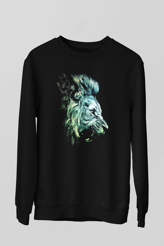Aslan Siyah Unisex Sweatshirt