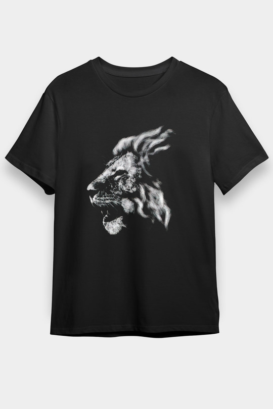 Aslan Siyah Unisex Tişört T-Shirt - TişörtFabrikası