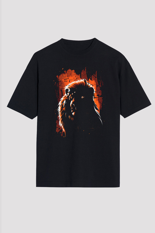 Aslan Siyah Unisex Tişört T-Shirt - TişörtFabrikası