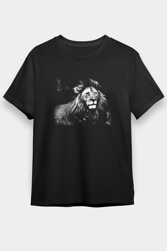 Aslan Siyah Unisex Tişört T-Shirt - TişörtFabrikası