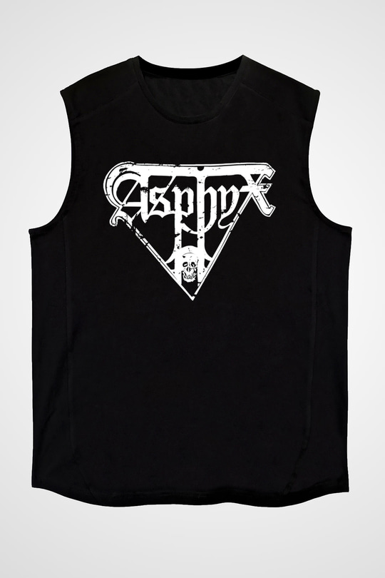Asphyx Baskılı Unisex Siyah Kolsuz Tişört - Tshirt