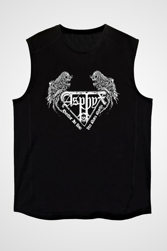 Asphyx Baskılı Unisex Siyah Kolsuz Tişört - Tshirt