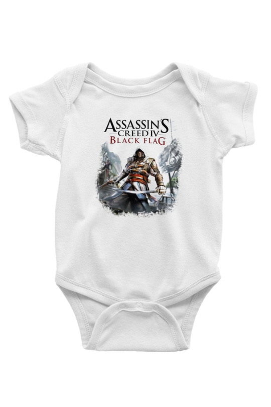 Assassin's Creed Baskılı Beyaz Unisex Bebek Body - Zıbın