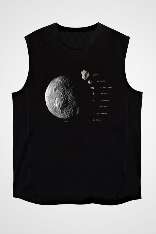 Asteroit Siyah Unisex Kolsuz Tişört