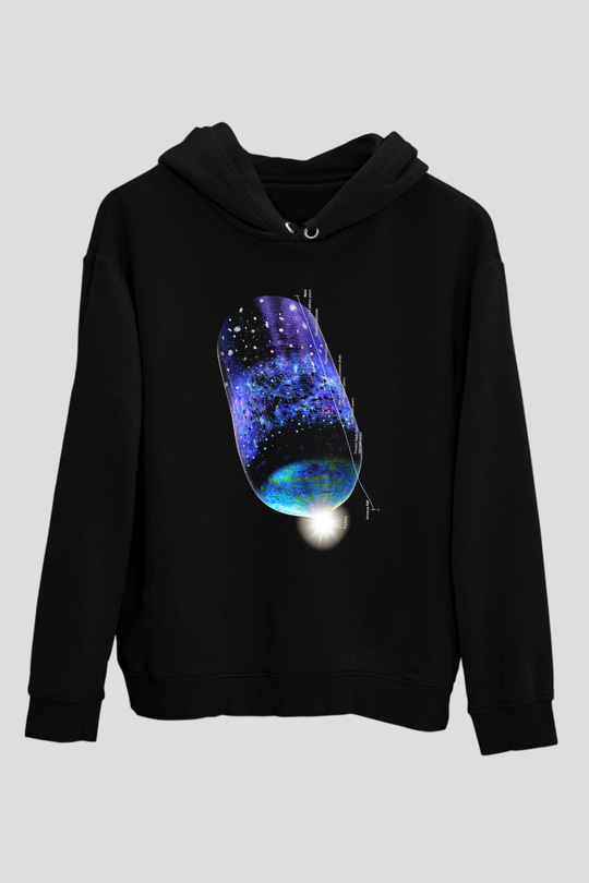 Astrofizikçi Siyah Unisex Kapşonlu Sweatshirt