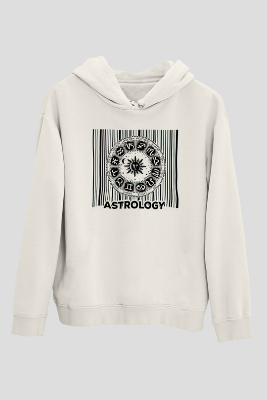 Astrolog Beyaz Unisex Kapüşonlu Sweatshirt