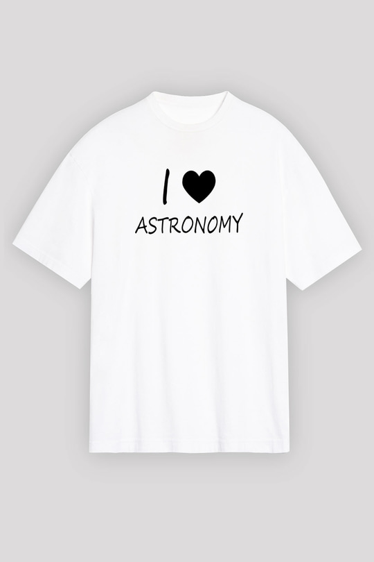 Astronomi Sevenler Baskılı Unisex Oversize Beyaz Tişört - Tshirt