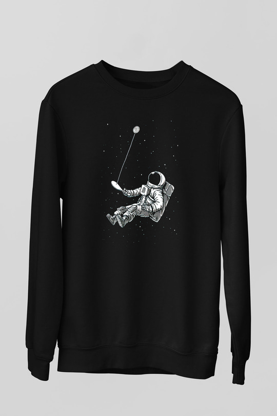 Astronot Siyah Unisex Sweatshirt