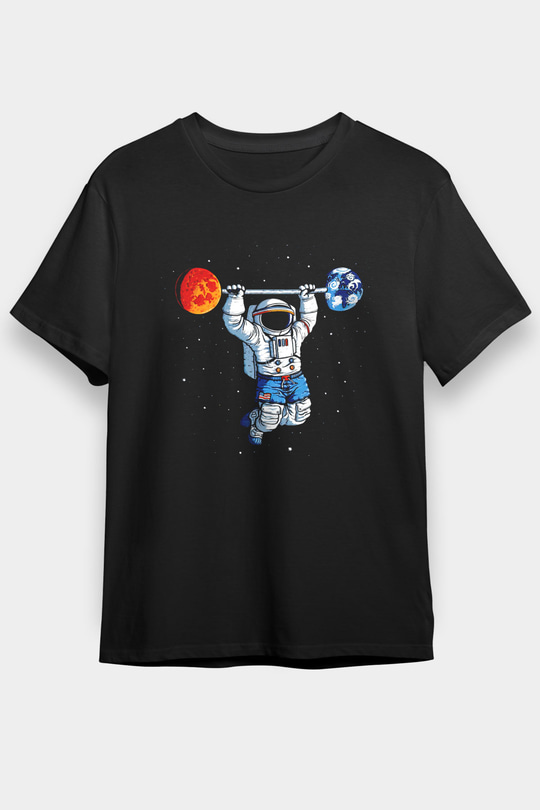 Astronot Siyah Unisex Tişört T-Shirt - TişörtFabrikası