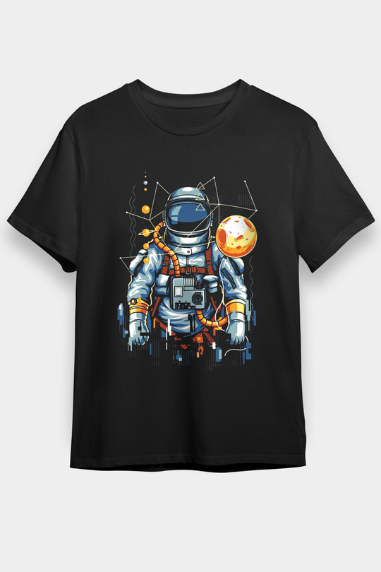 Astronot Siyah Unisex Tişört T-Shirt - TişörtFabrikası