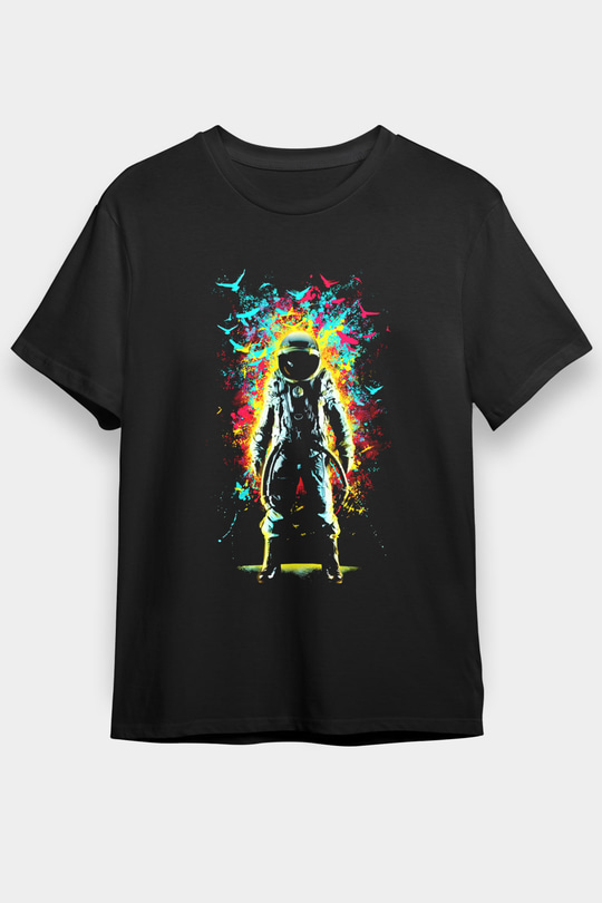 Astronot Siyah Unisex Tişört T-Shirt - TişörtFabrikası
