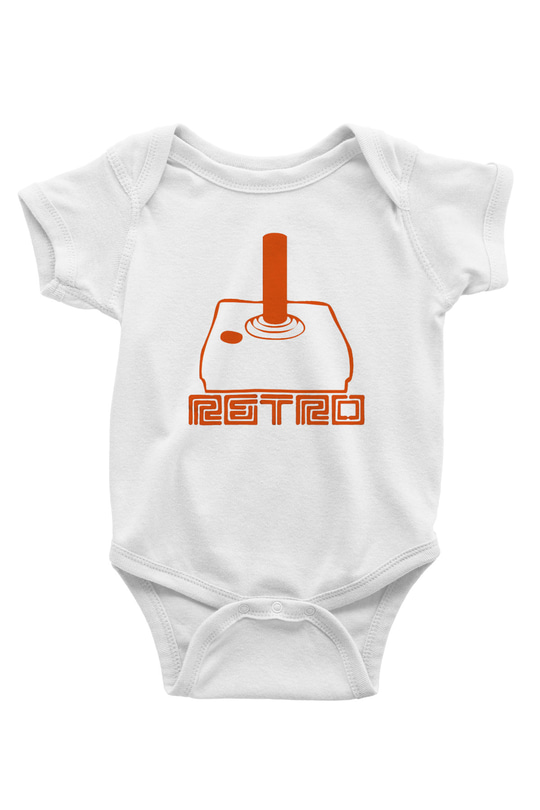 Atari Baskılı Beyaz Unisex Bebek Body - Zıbın