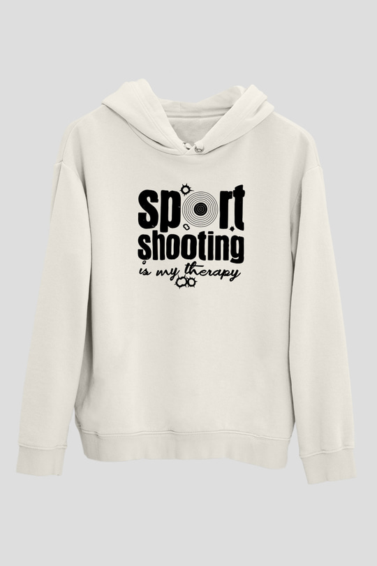 Atıcılık Baskılı Unisex Ekru Hoodie