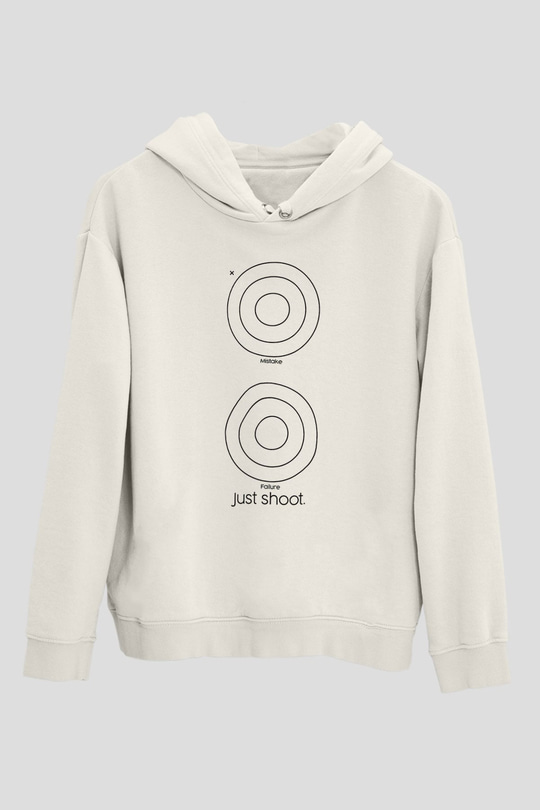 Atıcılık Baskılı Unisex Ekru Hoodie