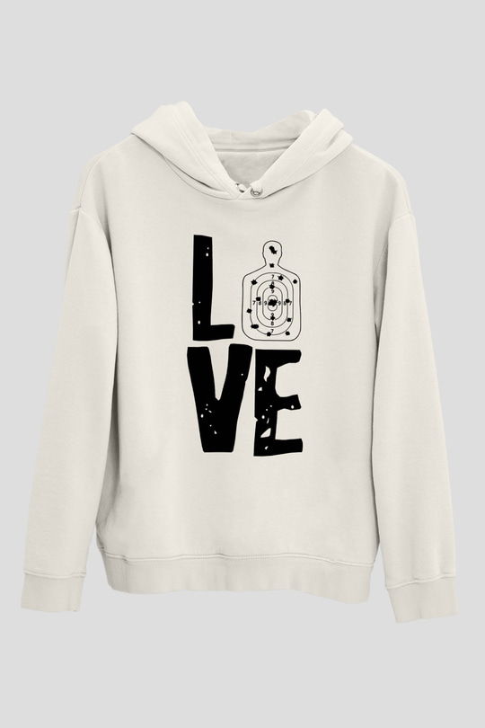 Atıcılık Baskılı Unisex Ekru Hoodie