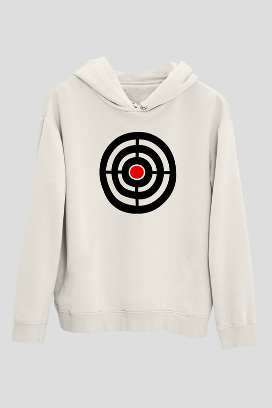 Atıcılık Baskılı Unisex Ekru Hoodie