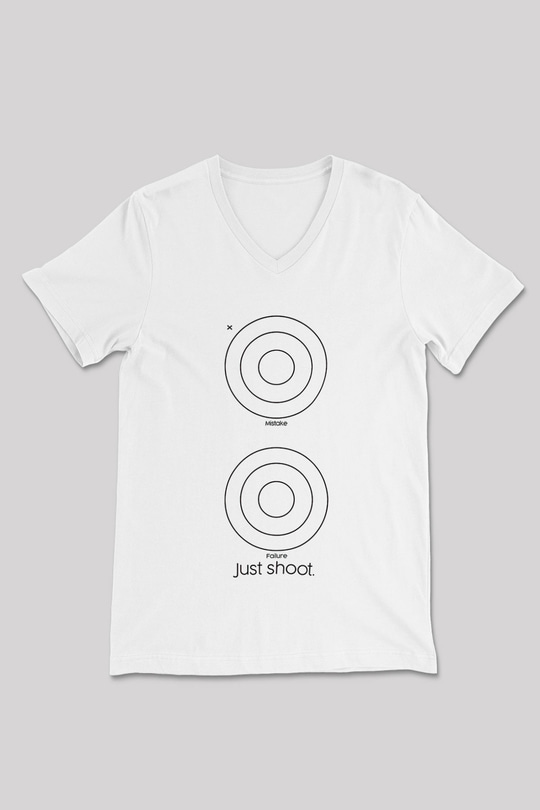 Atıcılık Baskılı Unisex V Yaka Tişört - Tshirt
