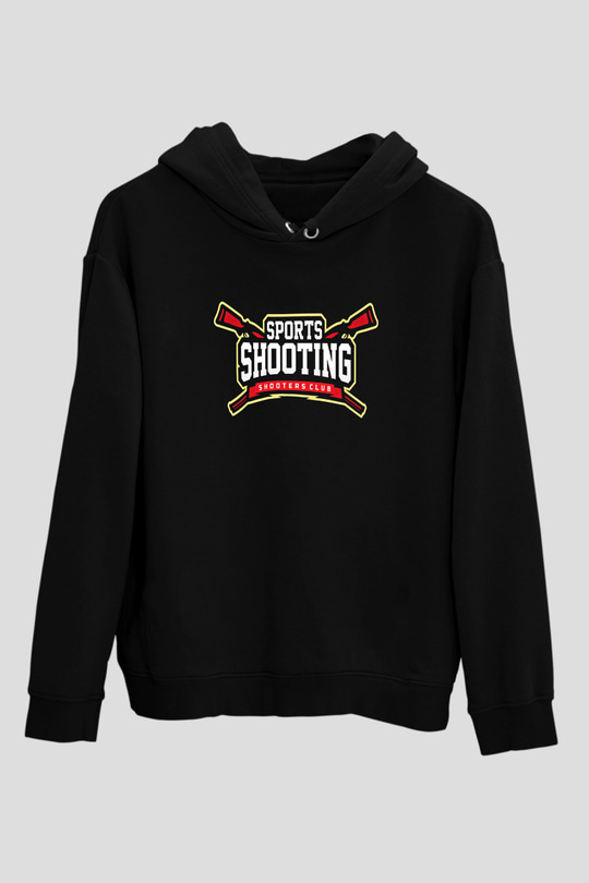 Atıcılık - Shooting Baskılı Unisex Siyah Hoodie