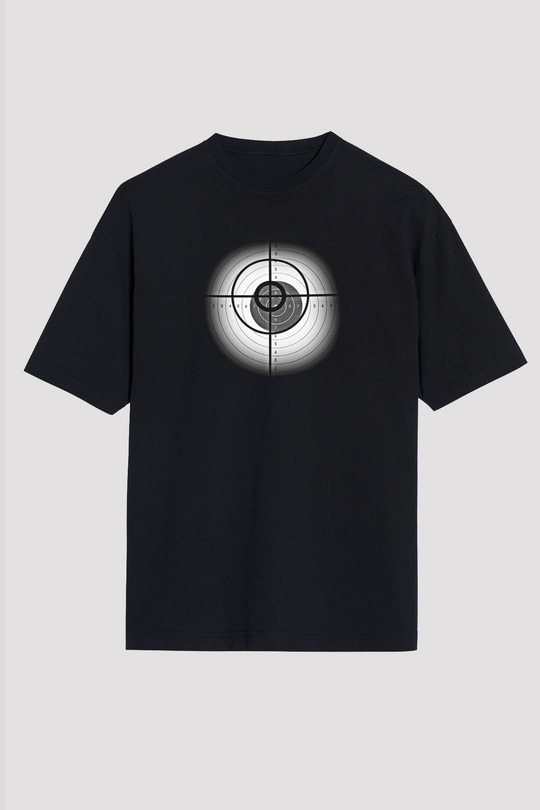 Atıcılık - Shooting Baskılı Unisex Siyah Oversize Tişört