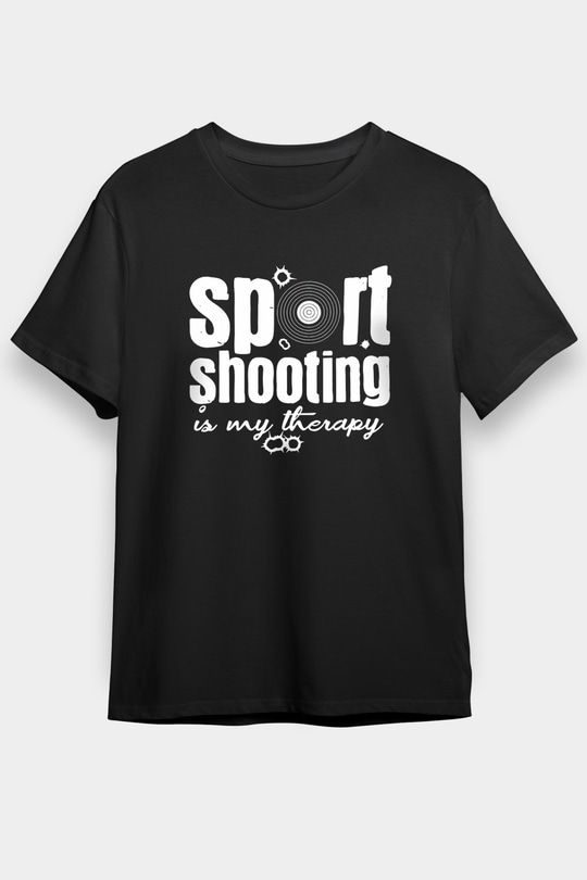 Atıcılık - Shooting Baskılı Unisex Siyah Tişört - Tshirt