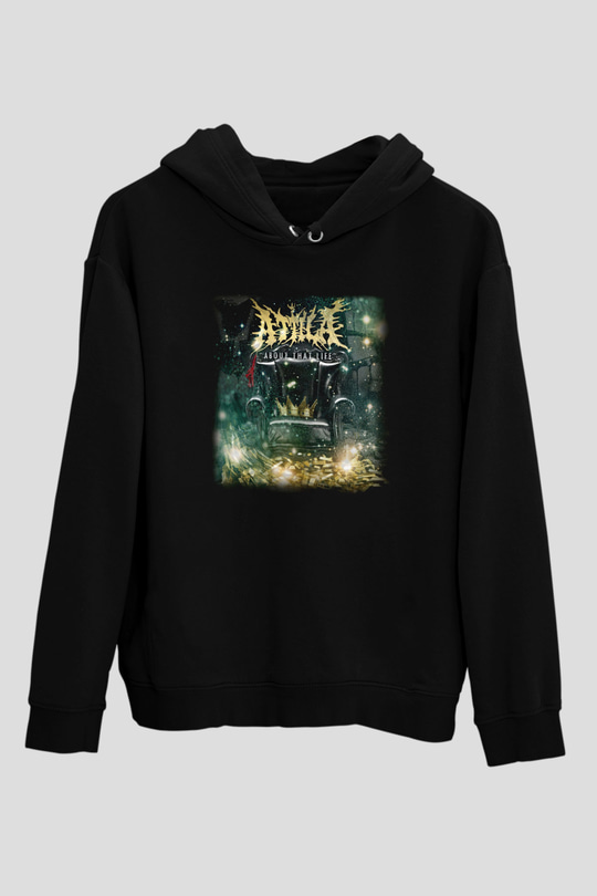 Atilla Siyah Unisex Kapüşonlu Sweatshirt