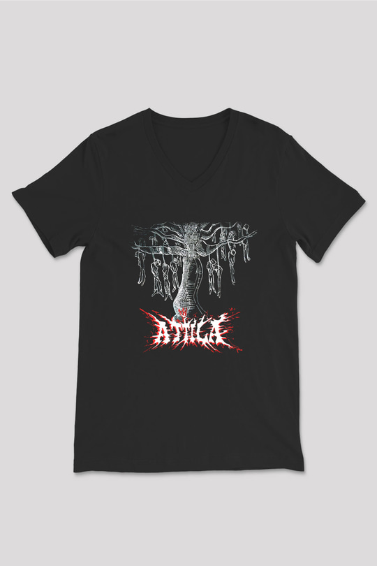 Atilla Siyah Unisex V Yaka Tişört