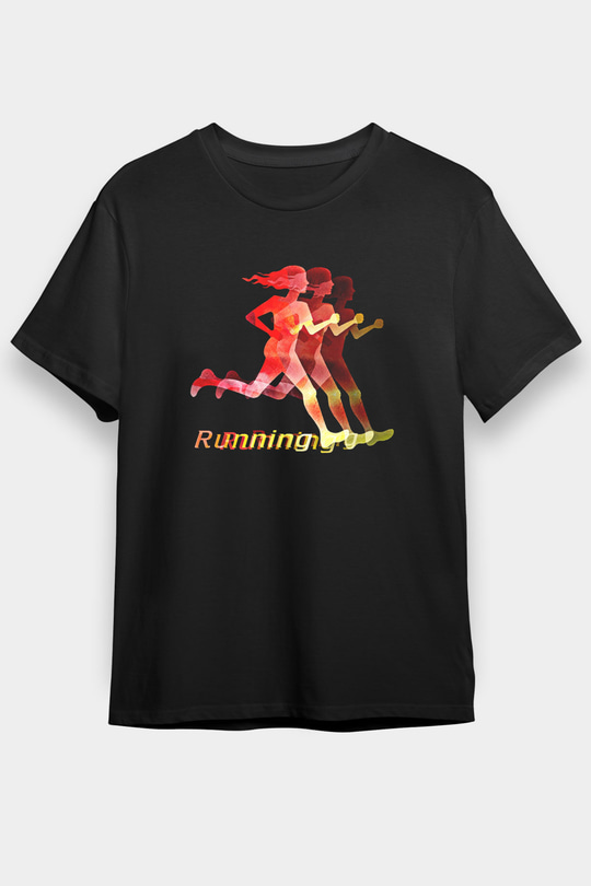 Atletizm - Athletics Baskılı Unisex Siyah Tişört - Tshirt